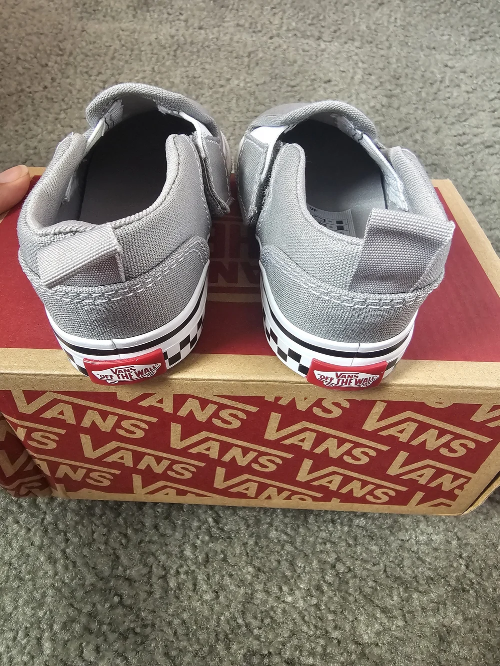 Vans Kids Slip-On Canvas Sneakers in Gray